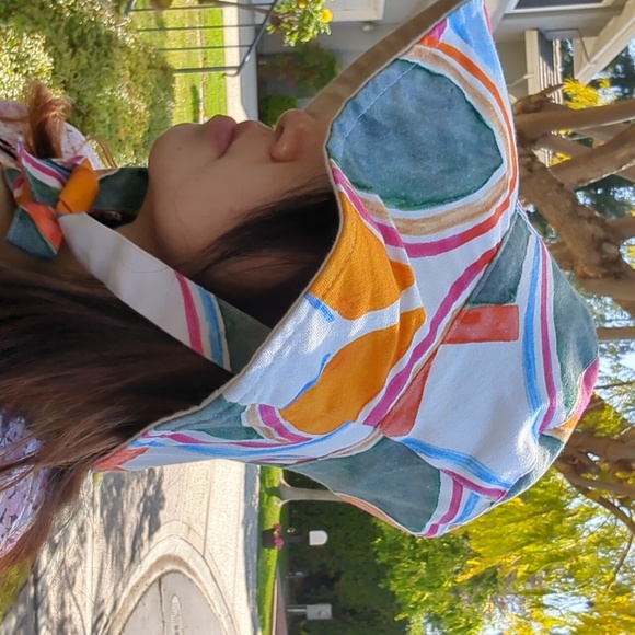 ZARA multicolor bucket hat with tie strap Pink Green size Small NWT - Picture 7 of 7